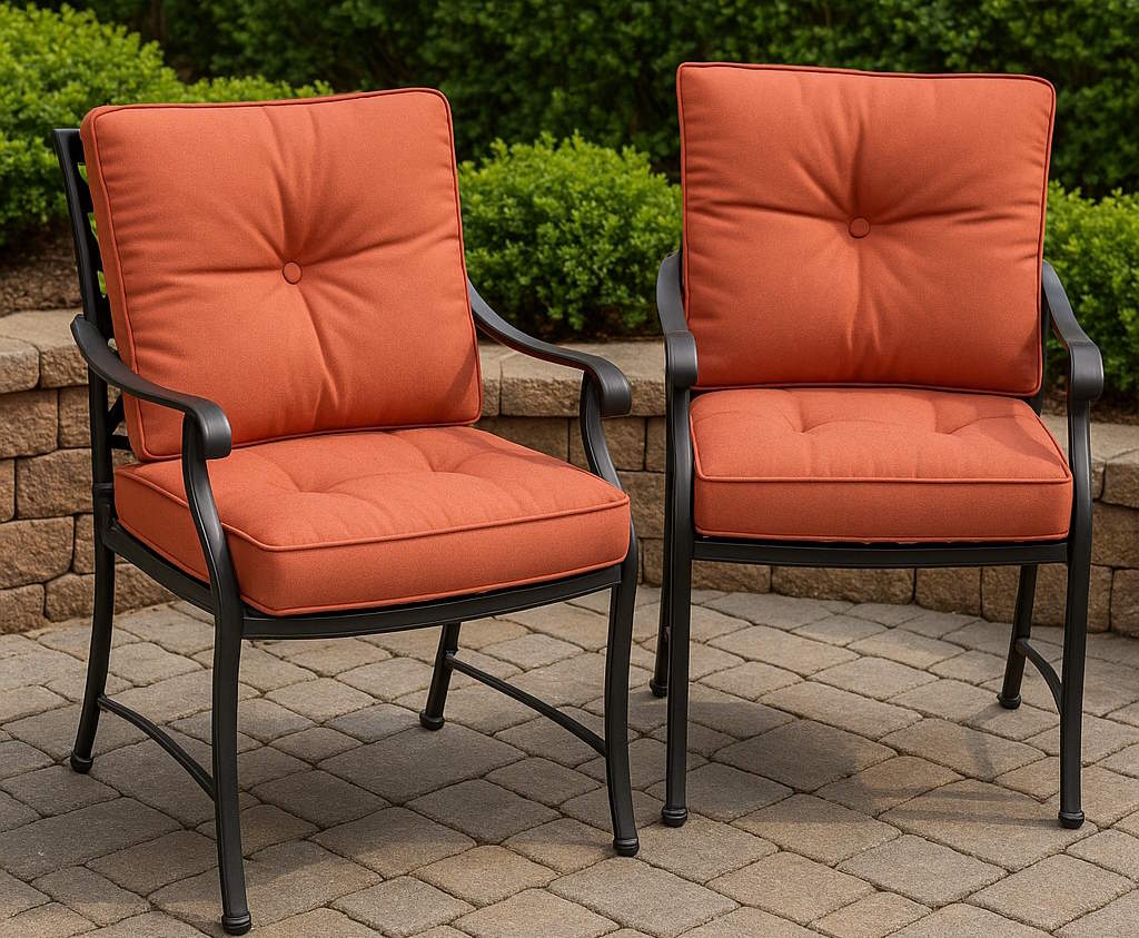 Пошив сидушек со спинкой на кованые стулья на заказ